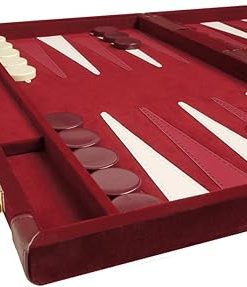 Deluxe 15 Inch Backgammon Set Classic Maroon with Luxurious Case 2