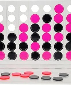 Luxe Acrylic Four In A Row Game with Storage Box in Pink and Black