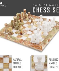 Handmade 15 Inch Green Onyx Marble Chess Set with 32 Pieces 2