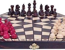 Medium 3 Player Chess Set 40cm Hexagonal Board with Numbers and Pieces