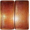 16 Inch Backgammon Board Game Set Wood Crocodile Leather Pieces Dices