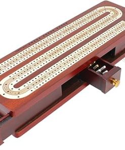 Continuous Cribbage Board Box Inlaid Blood Wood Maple 12 Inch 3 Tracks