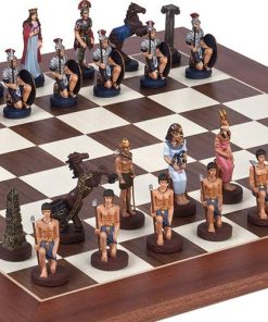 Hand Painted Roman and Egyptian Chessmen with Stuyvesant Street Board