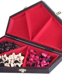 Medium 3 Player Chess Set 40cm Hexagonal Board with Numbers and Pieces 2