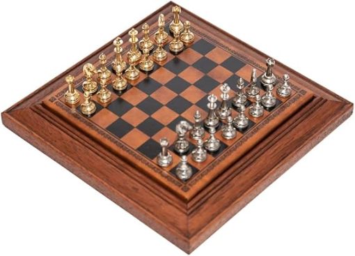 Little Italy Magnetic Mini Chess Set with 24k Gold Silver Plated Chessmen