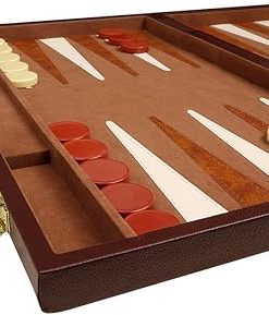 Deluxe 18 Inch Backgammon Game Set with Medium Brown Case 2