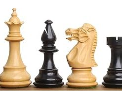 British Staunton 3.7″ Weighted Chess Pieces Set in Ebonised Boxwood