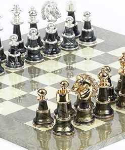 Luxury Mancini Chessmen 24K Gold/Silver Plated with Greenwich Board