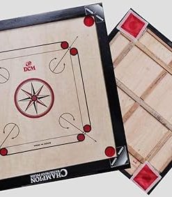 Full Size Carrom Board Game Set 32×32 Inches with Powder Coins and Striker 2