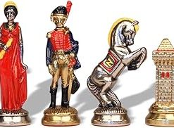 Hand Painted Metal Chess Set Napoleon Theme by Italfama