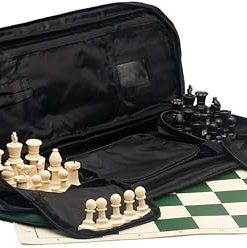 Deluxe Triple Weighted Chess Set by US Chess Federation Forest Green 2