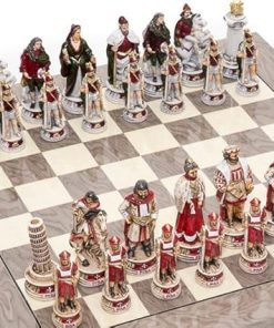 Pisa and Venice Alabaster Chessmen with Greenwich Street Chess Board