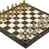 Antique Copper Metal Chess Set with Handmade Roman Figures and Marble Board 4
