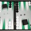 Premium 19-Inch Backgammon Set with Black Board and Green Points
