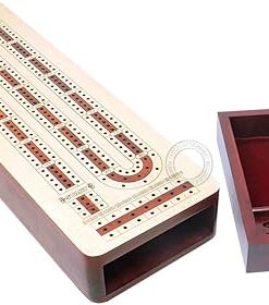 Cribbage Board Inlaid in Maple and Bloodwood with Storage Drawer and Tracks