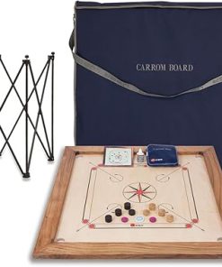 Official Size 35×35 Inch Tournament Carrom Board Set with Adjustable Stand