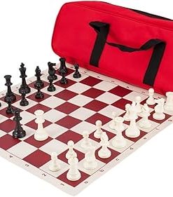 Deluxe Solid Plastic Chess Set Combination in Red Color