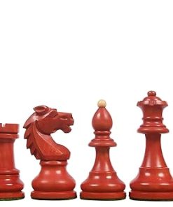 Tournament Special Edition Reproduced Vintage 1950’s Circa Bohemia Staunton Series German Chess Pieces in Stained Crimson Boxwood – 3.9″ King with 2 Extra Queens 2