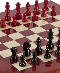 Contemporary Staunton Chess Set and Eleganza Chess Board Made in Italy