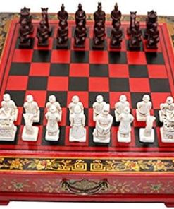 Unique 15 Inch Wooden Chess Set Retro Terracotta Warriors Travel Gift