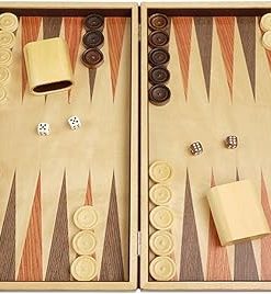 18 Inch Olive Burlwood Backgammon Set with Inlaid Veneer Board 2