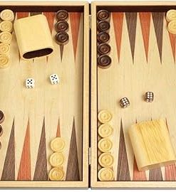 15 Inch Backgammon Set Black Zebra Wood Board Oak Inlaid Field 2
