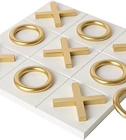 Nikky Home 12×12 Inch Tic Tac Toe Wooden Game Board for Family Fun