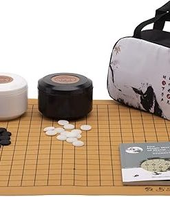 Portable Go Game Set Reversible 19×19 13×13 Faux Leather Board 361 Pieces