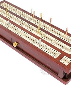 Continuous Cribbage Board Box Inlaid Blood Wood Maple 12 Inch 3 Tracks 2
