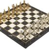 Classic Metal Chess Set Antique Copper Figures Handmade Wooden Board 4