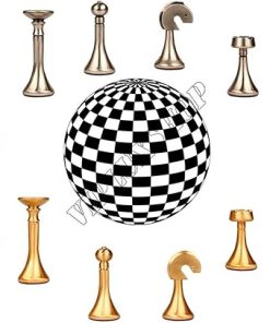 Brass Chess Set Made in Italy Modern Design 15B New Condition