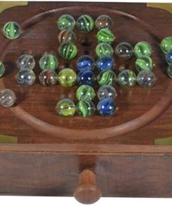 Handcrafted Wooden Solitaire Game Classic Board for All Ages 2