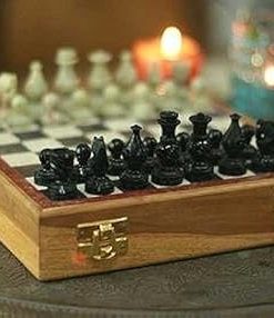 Classic Handmade Wood and Marble Chess Set 10×10 Inch for Chess Lovers