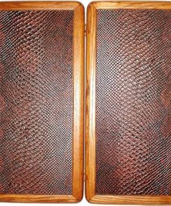 Wood and Snake Leather Backgammon Board Game Set with Pieces and Dice