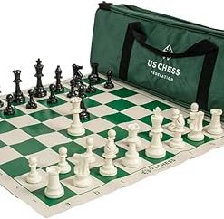 US Chess Supreme Triple Weighted Chess Set Combo Green Color