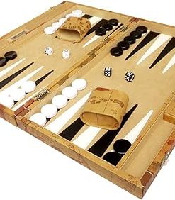 18 Inch Luxurious Brown Map Backgammon Set for Stylish Play