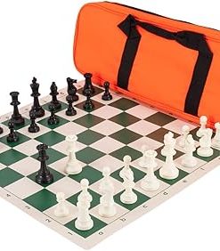 Deluxe Orange Solid Plastic Chess Set Combination for All Ages