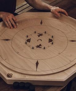 Crokinole Table Top Game with Storage and Hanging Area Moose Beaver Design 2