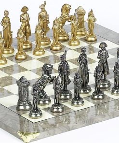 Italian Napoleon Chessmen and Spanish Greenwich Board Set for Sale
