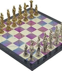 Mythologic Pegasus Metal Chess Sets with Handmade Wooden Boards