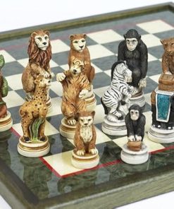 Bello Games Collection Animal Kingdom Alabaster Chessmen from Italy