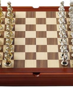Medieval Chess Set with Castle Board Zinc Alloy Gold Silver Finish Collectible