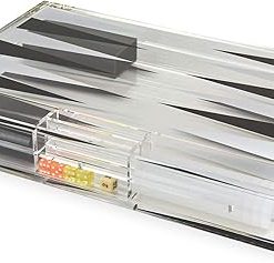 Elegant 18 Inch Lucite Backgammon Set with Magnetic Closure and Chips 2