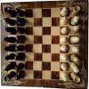 Handmade Brown Beech Wood Chessboard Box Backgammon Draughts Set 3