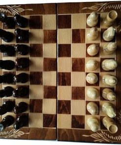 Brown Handmade Hazel Wood Chess Piece Beech Wood Chessboard Box Set