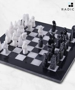 Handmade Black and White Marble Chess Set with Storage Box 15 Inches 2