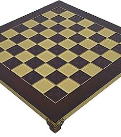 Brass and Red Chess Board with 1.75-Inch Squares for Game Lovers