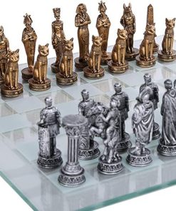 Roman vs Egyptian Chess Set with Glass Board by Pacific Giftware 2