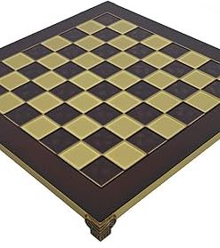Brass and Red Chess Board with 1.375 Inch Squares for Deluxe Play