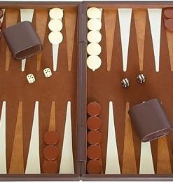 Deluxe 15 Inch Backgammon Set with Travel Case for Classic Gaming